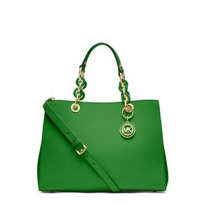 Michael Kors Green Medium Cynthia Saffiano Satchel